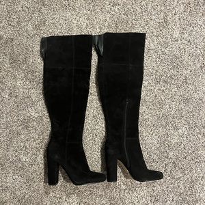 Gianni Bini Black Suede Over The Knee Boots